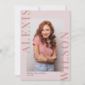 Roze Modern Trendy Minimalist 3 foto Afstuderen Kaart (Voorkant)