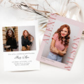 Roze Modern Trendy Minimalist 3 foto Afstuderen Kaart