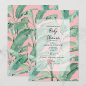 Roze Modern Tropical Palm Leaves Baby shower Kaart (Voorkant / Achterkant)