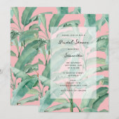 Roze Modern Tropical Palm Leaves Vrijgezellenfeest Kaart (Voorkant / Achterkant)