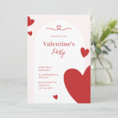 Roze Modern Valentijnsdag Party Kaart (Staand voorkant)