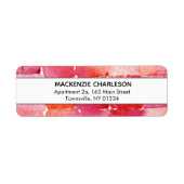 Roze modern Waterverf Abstract geometrisch adres Etiket (Voorkant)