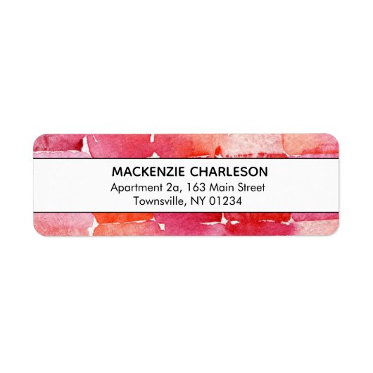 Roze modern Waterverf Abstract geometrisch adres Etiket (Voorkant)
