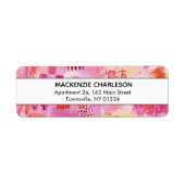 Roze modern Waterverf Abstract geometrisch adres Etiket (Voorkant)