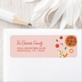 Roze modern Waterverf Pizza Return-adres Etiket (Insitu)