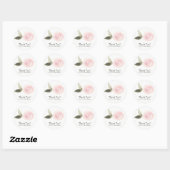 Roze Modern Waterverf Roos Bloemen bruiloft gunst Ronde Sticker (Vel)