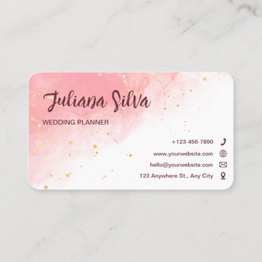 Roze Modern Wedding Organizer Visitekaartje (Achterkant)