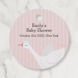 Roze Modern Whimsical Princess Swan Baby shower Bedankjes Labels
