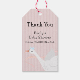 Roze Modern Whimsical Princess Swan Baby shower Cadeaulabel