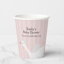 Roze Modern Whimsical Princess Swan Baby shower Papieren Bekers