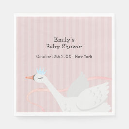 Roze Modern Whimsical Princess Swan Baby shower Servet