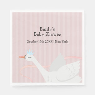 Roze Modern Whimsical Princess Swan Baby shower Servet