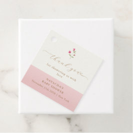 Roze Modern Wildflower Baby shower Dank u Bedankjes Labels