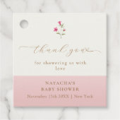 Roze Modern Wildflower Baby shower Dank u Bedankjes Labels (Voorkant)