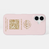 Roze Modern Zakelijk Logo & QR Code Promotie iPhone 16 Hoesje (Achterkant horizontaal)