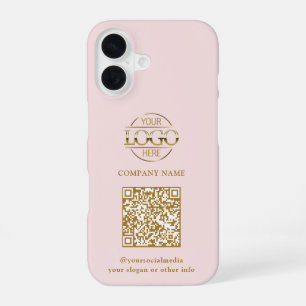 Roze Modern Zakelijk Logo & QR Code Promotie iPhone 16 Hoesje