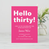 Roze Moderne 30e Verjaardag uitnodiging (Staand voorkant)