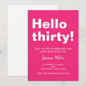 Roze Moderne 30e Verjaardag uitnodiging (Voorkant / Achterkant)