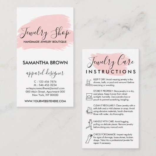 Roze moderne 5 jongerenzorg instructies visitekaartje (Voorkant / Achterkant)