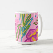 Roze Moderne Abstracte Bloemstuk Koffiemok (Voorkant rechts)