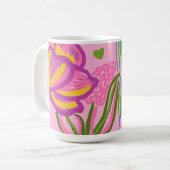 Roze Moderne Abstracte Bloemstuk Koffiemok (Voorkant links)