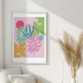Roze moderne, abstracte, flortropische kunst poster
