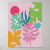 Roze moderne, abstracte, flortropische kunst poster (Voorkant)