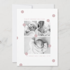Roze Moderne Babifoto Collage Geboorteaankondiging Aankondiging