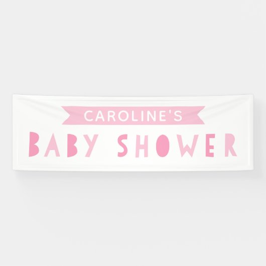 Roze moderne Baby shower banner (Horizontaal)