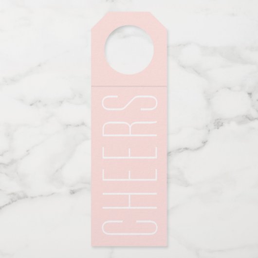 Roze moderne bestemming bruiloft flessenhanger (Voorkant)