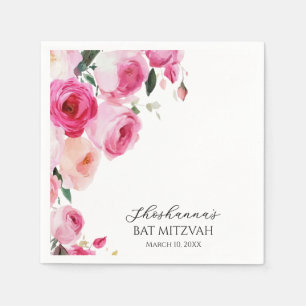 Roze Moderne Bloem Bat Mitzvah Servet