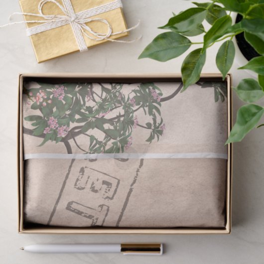  roze moderne bloemen en vis tissuepapier (Geschenk)