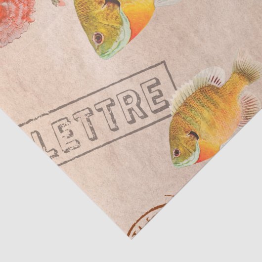  roze moderne bloemen en vis tissuepapier (Detail)