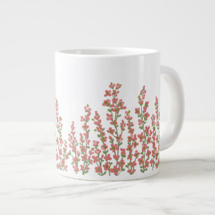 Roze moderne bloemen grote koffiekop