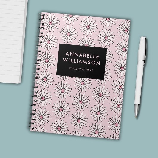 Roze moderne bloemendaaisy notitieboek