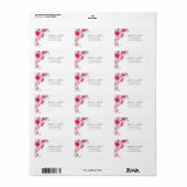 Roze Moderne Bloemige Bat Mitzvah Etiket (Full Sheet)