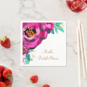Roze moderne bloemige waterverf bruidsdouche servetten (Insitu)