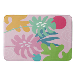 Roze moderne bloemrijke tropische abstracte eenvou badmat