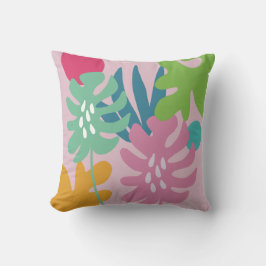 Roze moderne bloemrijke tropische abstracte simpel kussen