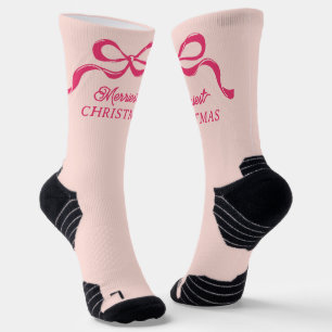 Roze Moderne Bogen Retro Kerst Vakantie Sokken