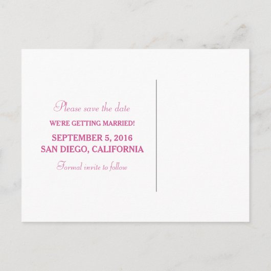 Roze Moderne Boheman Save the Date Briefkaart (Achterkant)
