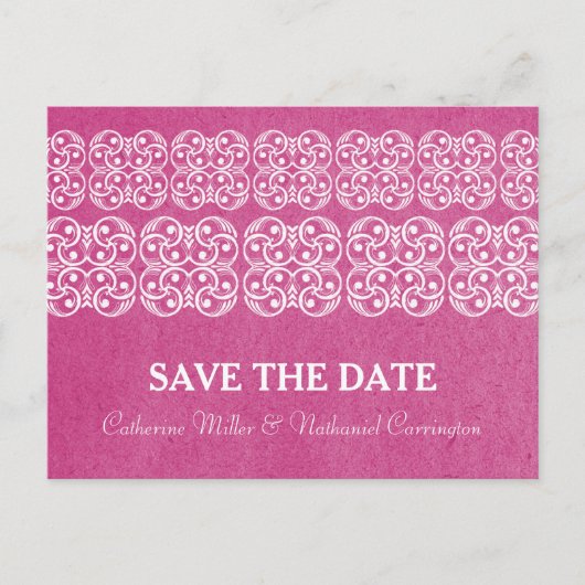 Roze Moderne Boheman Save the Date Briefkaart (Voorkant)