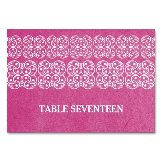 Roze Moderne Bohemen Table Kaart (Voorkant)