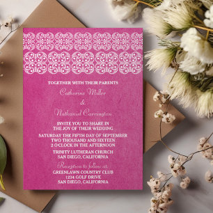 Roze moderne Bohemian Wedding Invite Kaart