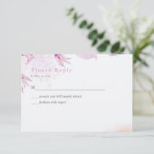 Roze Moderne Boho Bloemen Bruiloft RSVP Kaart (Staand voorkant)
