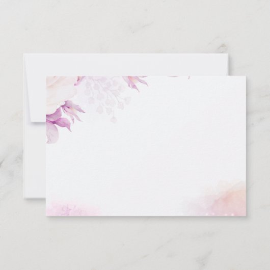 Roze Moderne Boho Bloemen Bruiloft RSVP Kaart (Achterkant)