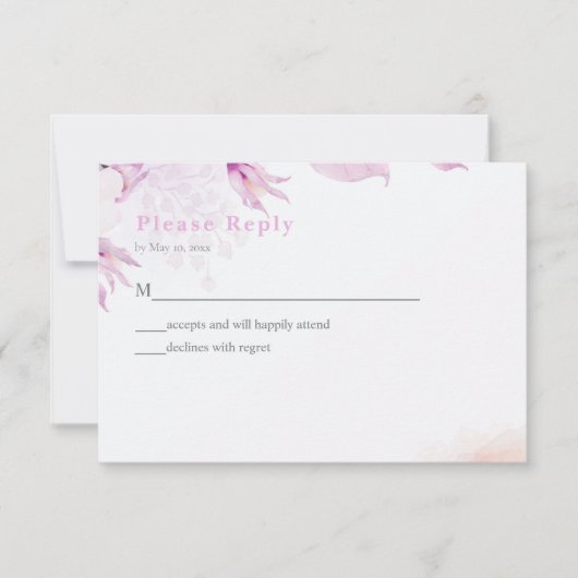 Roze Moderne Boho Bloemige Trouw RSVP Kaart (Voorkant)