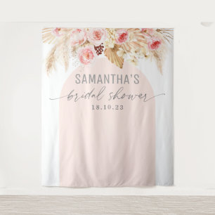 Roze moderne boho pampas bloemstuk achtergrondboog wandkleed