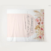 Roze Moderne boog boho pampas bloemachtergrond Wandkleed (Voorkant (horizontaal))