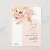 Roze moderne boog is een meisje boho bloemenpampa' kaart (Voorkant / Achterkant)